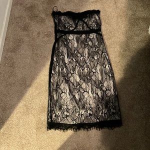 Strapless lace knee length
